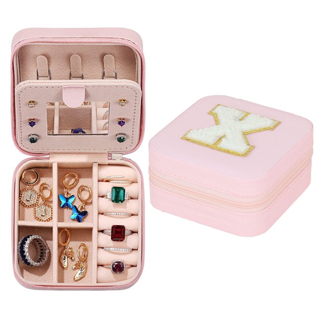 TopLLC 26 Letters Earring Jewelry Display Storage Box Case Organizer Flannel Tray Holder Gift