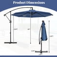 thumbnail image 3 of Gymax 10 FT Patio Offset Umbrella w/ X-shaped Base Infinite Tile & 360° Rotation Navy, 3 of 10
