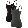 thumbnail image 1 of Charmo Women's Basic Cami Adjustable Spaghetti Strap Built in Bra Tank Top 2 Pack, 1 of 8