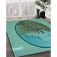 thumbnail image 3 of Ahgly Company Tapis d'Intérieur Rectangulaire Transitionnel Vert Turquoise Lavable à la Machine, 7 Pieds x 9 Pieds, 3 of 7
