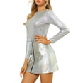 thumbnail image 4 of INSPIRE CHIC Haut d'Halloween pour Femme à Manches Longues Scintillant Pailleté Brillant Métallisé Hauts TG Argent, 4 of 6