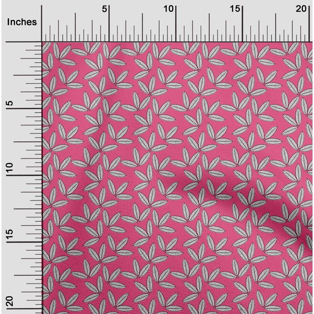 oneOone Cotton Poplin Fabric Leaves Block Print Sewing Fabric BTY 42 Inch Wide