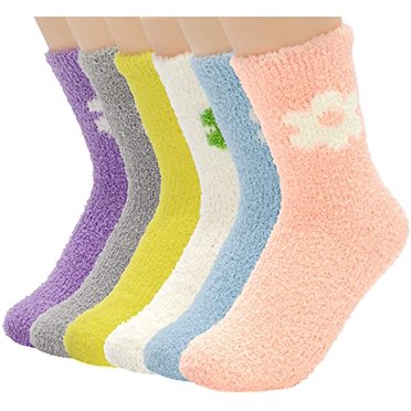 6 Paires de Chaussettes d'Hiver Douces et Moelleuses avec Motif Floral