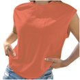 thumbnail image 1 of AherBiu Summer Tops for Women Cap Sleeve Basic Top Tees Shirts Comfy Solid Color Crewneck Blouse, 1 of 6