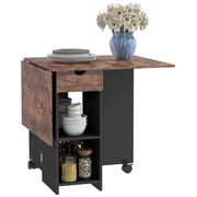 HOMCOM Foldable Dining Table, Drop Leaf Table with Storage for Kitchen