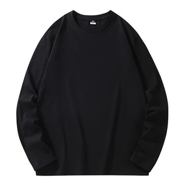 Big and Tall Men Sweatshirt ,Long Sleeve Cotton T-Shirt Solid Color Crewneck Pullover Tops ,Sizes L-6XL