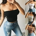 thumbnail image 3 of Women Off Shoulder Elastic Tube Tops Bra Blouse Bandeau Strapless Crop Top Shirt, 3 of 5