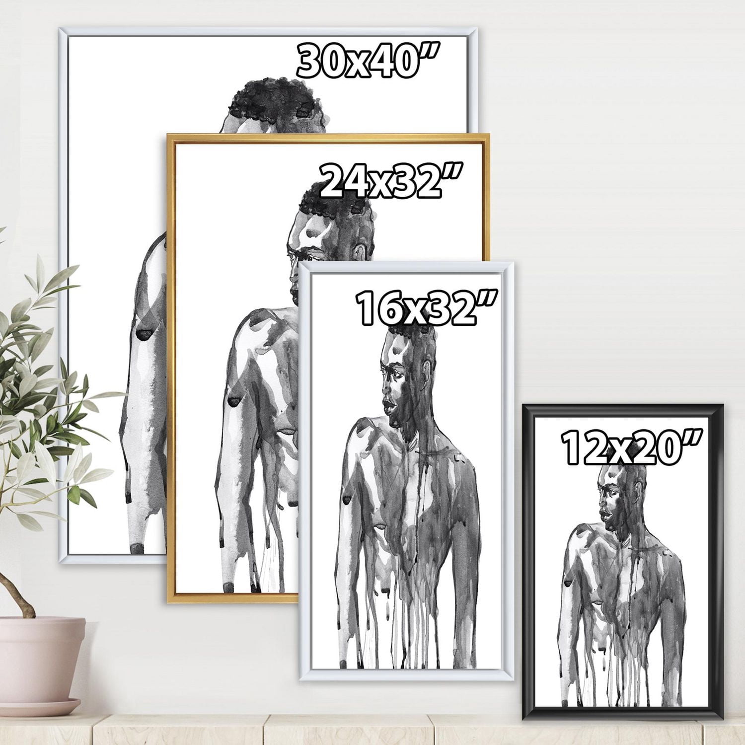 Designart Bel Homme Africain Portrait Sur Blanc I ART MURAL À CADRE FLOTT
