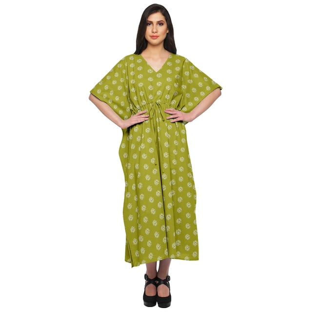 Moomaya Sortie de Plage Kaftan pour Bikini, Robe Caftan Longue Maxi pour Femmes - L-XL