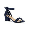 thumbnail image 1 of BLISSFUL STEP Women's Ankle Buckle Strap Chunky Heel Sandal Shoes Navy Blue 9.5, 1 of 7