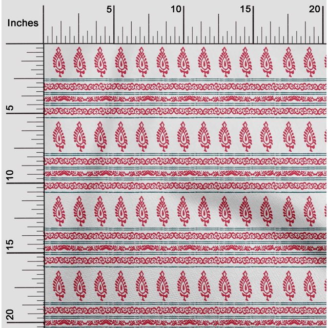 oneOone Georgette Viscose Fabric Stripe|Swirl & Floral Block Printed Craft Fabric BTY 42 Inch Wide