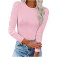 thumbnail image 1 of Qertyioot T-Shirt Blouse Basique Aguichant Moulante Extensible à Manches Longues pour Femme, Mode d'Automne, Hauts Unis, 1 of 7