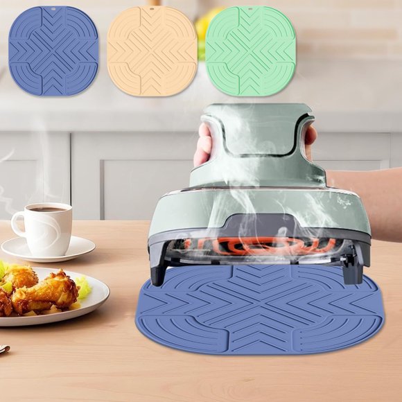 Bowayaoa Air Fryer Silicone Mat, Multifunctional Heat Resistant Non Slip Mat for Oven Countertop, Easy Clean Thickened Pot Lid Mat for Kitchen