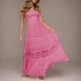 thumbnail image 5 of Cathalem 2024 Robe d'Été Bohème Décontractée pour Femme Sans Manches à Nœud, Robe Midi Smockée à Étages Fluide, Rose Vif m, 5 of 5