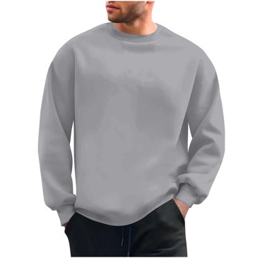 Yuyuzo Sweatshirts for Men Long Sleeve Crew Neck Base Pullover Solid Color Loose Casual Plain Tops