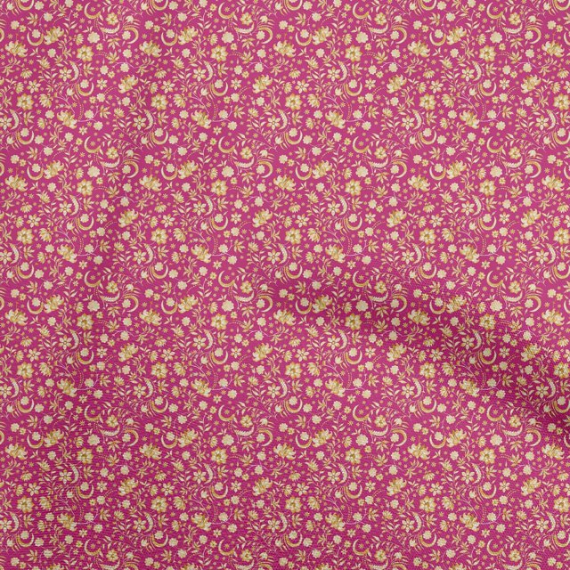 oneOone Coton Popeline Fuschia Tissu Rose Jacobée Robe Florale Tissu Tissu Imprimé par la Cour 56 Pouces de Large