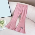 thumbnail image 2 of MeetoTime Pantalons Évasés Côtelés en Coton Doux Extensible Taille Haute pour Filles 3-9 Ans, 2 of 3