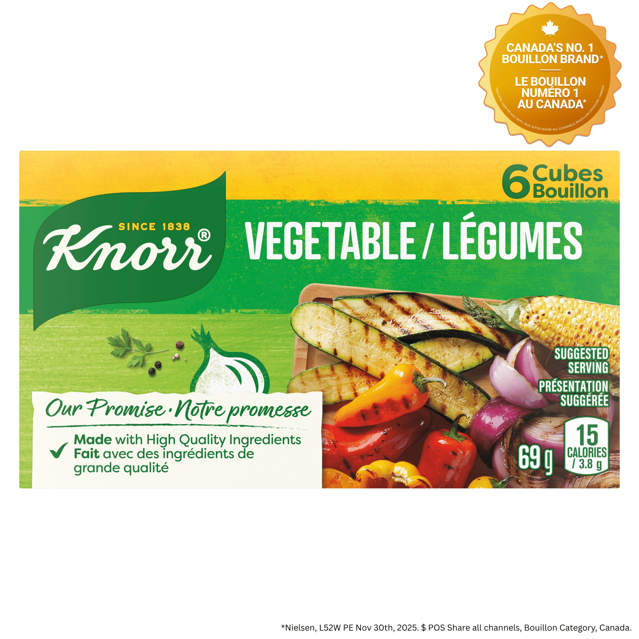 Cubes de bouillon aux légumes Knorr – Saveur de bouillon riche et profonde, 69 g (6 cubes)