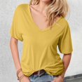 thumbnail image 2 of Women's Fashion Deep V Neck Short Sleeve Tops - Solid Color, Polyester Blend, Slim Fit, Perfect for Daily and Party Wear, 2 of 5