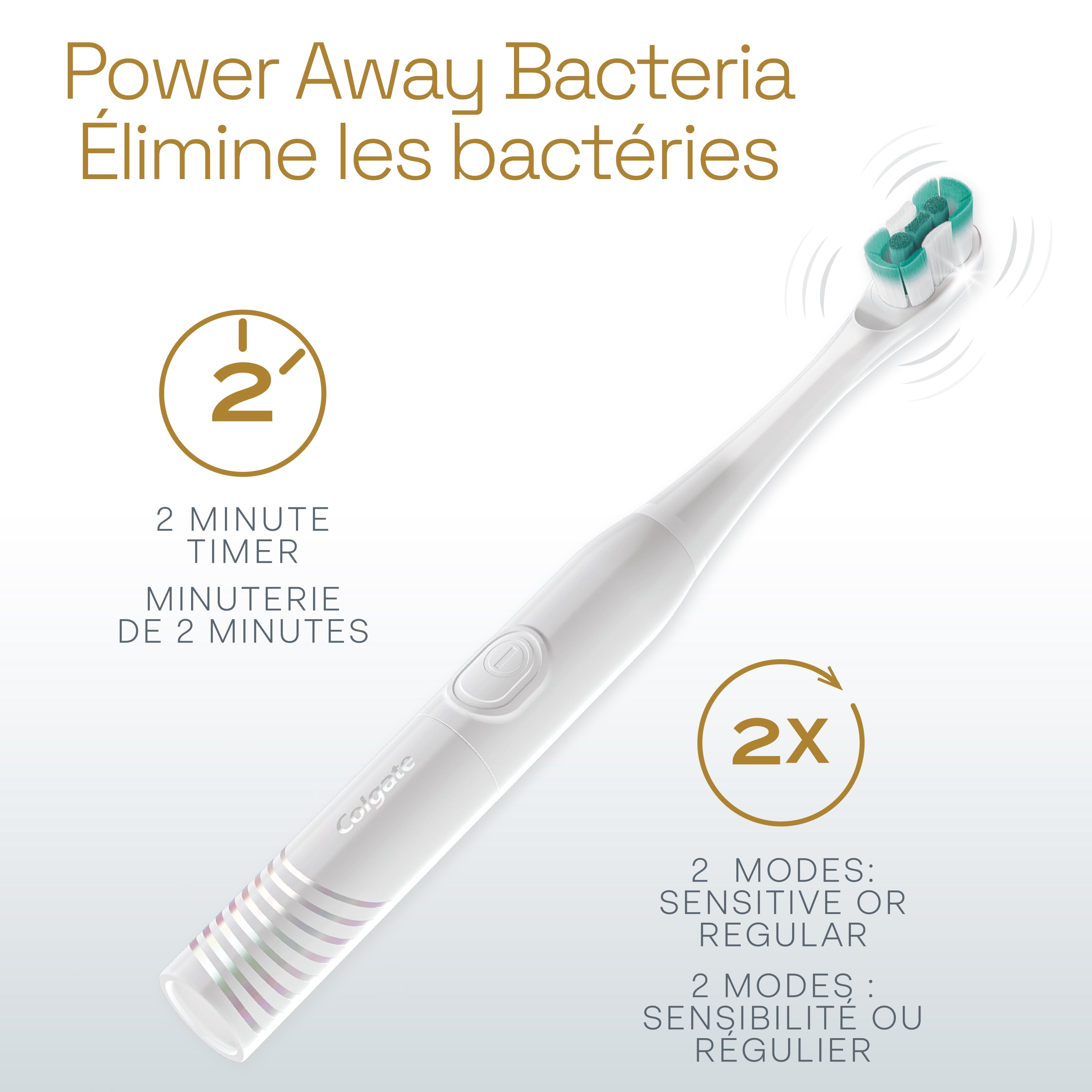 Colgate Total Têtes de Brosse à Dents à Piles de Remplacement, Blanches, 2 Paquets