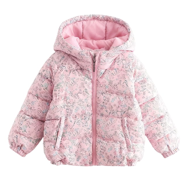 Veste Chic à Capuche Imprimée pour Bébé Fille - Haut d'Hiver Stylé pour Filles Veste d'Hiver pour Bébé