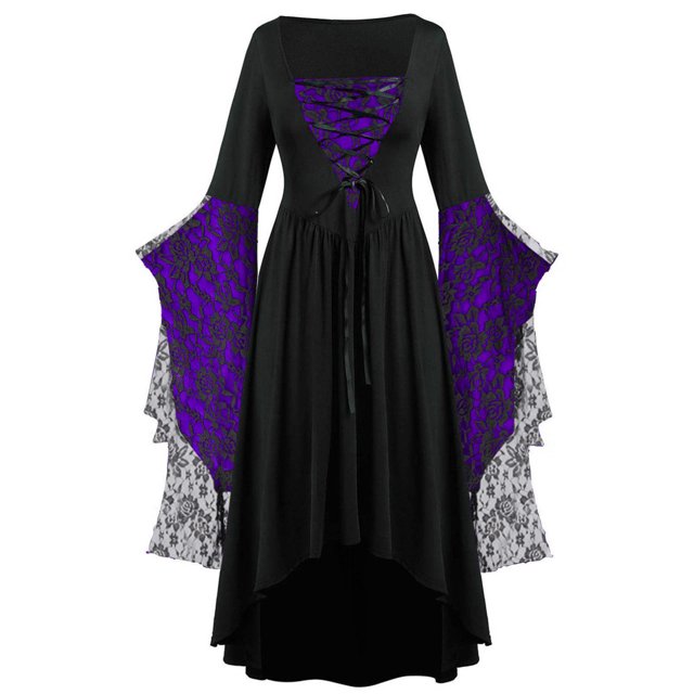 Babysbule Robe pour Femmes Liquidation Robe Vintage Classique Médiévale Longueur au Sol Renaissance Gothique à Manches Longues