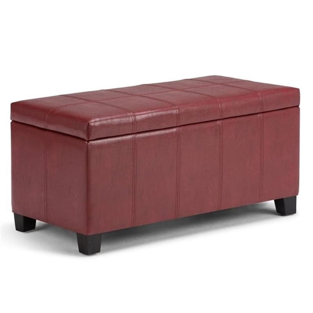 Atlin Designs Banc de Rangement en Similicuir, Rouge Radicchio