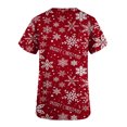 thumbnail image 5 of TIMIFIS Haut de Sarrau Rouge pour Femmes, Haut Cache-Cœur Imprimé de Noël pour les Fêtes, Chemise à Encolure, Bonhomme de Neige, Manches Courtes, Col en V, Tunique d'Infirmière pour le Travail, Blouse d'Uniforme de Travail avec Poches - Rouge Automne/hiver, 5 of 5
