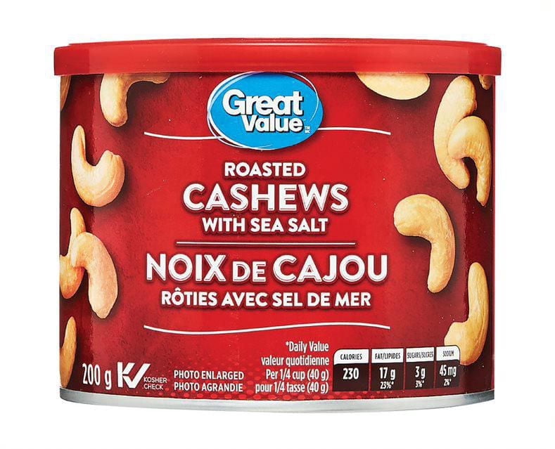 Great Value Roasted Cashews with Sea Salt 200g