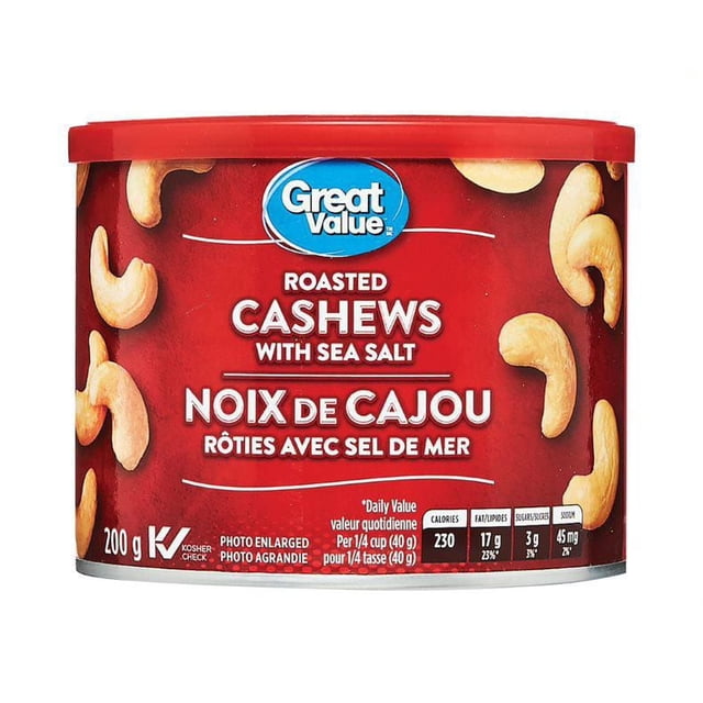 Great Value Roasted Cashews with Sea Salt 200g