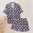 thumbnail image 5 of GDREDA Ensemble de Vêtements de Nuit Coupe Ample Ensemble de pyjamas pour Femmes Pâques Mignon Imprimé Chemise à Manches Courtes Boutonnée Ensemble de Pyjama Shorts pyjamas Femmes Ensembles de Pyjama pyjamas Noir,P, 5 of 5
