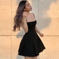 thumbnail image 1 of Robe à Bretelles Spaghetti Attrayante pour Femmes Couleur Unie Sans Manches Nouée devant Taille Cintrée Jupe Plissée S/M/L, 1 of 2