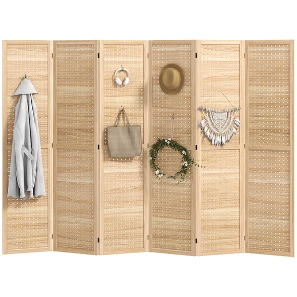 HOMCOM 6 Panel Folding Room Divider Privacy Screen Indoor Home Decoration