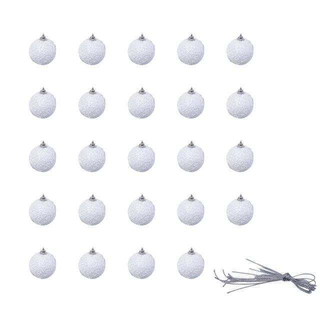 CEHVOM Christmas Ornaments, Decorations For Christmas Tree, Set Of 24 Shatterproof Light Bulbs With A Drawstring,white Balls For Decor Clearance