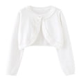 thumbnail image 1 of Besolor Girls Cropped Shrug Cardigan Open Front Long Sleeve Knit Sweaters Button Closure Cover up Tops for Dress, 1 of 7