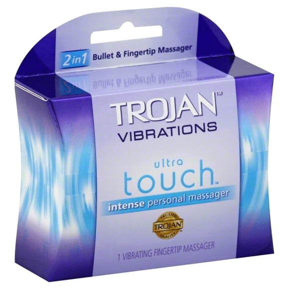 Trojan Vibrations Masseur Personnel Ultra Tactile Intense 2 en 1 Balle et Bout des Doigts, 1 Unité
