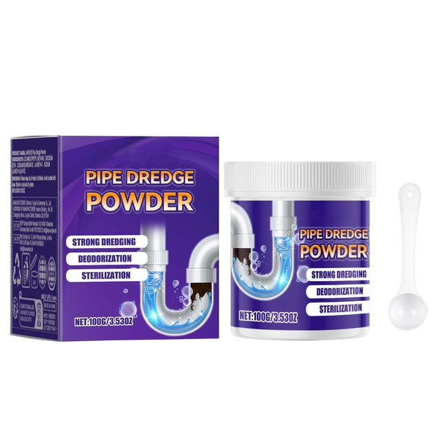 Wdhugt Drain Cleaner Powder For Kitchen And Bathroom Sinks Unclogs Hair And Grease 100G With Spoon Safe For Pipes Plastic Bottle