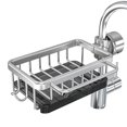 thumbnail image 1 of Sponge Holder Over Faucet Kitchen Sink Organizer, Space Aluminum Detachable Hanging Faucet Drain Rack with Hook Silver, 1 of 7