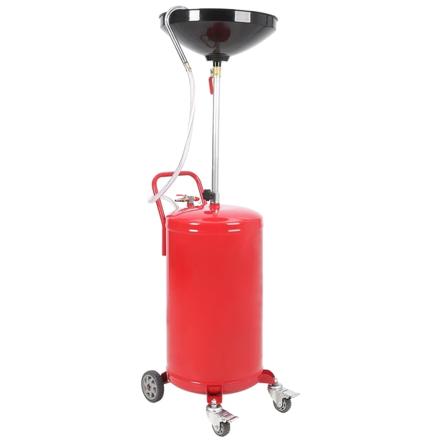 Ourlova Portable Fee Oil Drain 20 Gallon Waste Oil Container for Steel Oil Change Pan with Brake Wheels Liquid Level Indicator Tube Oil Cart for Oil Drain Funnel Drain