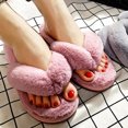 thumbnail image 4 of 1 Pair Women Slippers Thicken Furry Plush Practical Winter Flip Flops for Home, 4 of 8