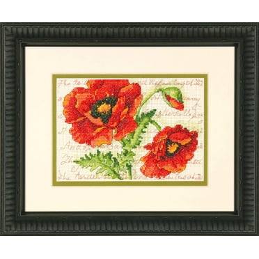 Kit de point de croix compté Paire de coquelicots par Dimensions