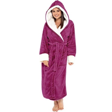 GZWYHT Robes for Women Clearance Plus Size Pajamas,Women Winter Plush Lengthened Shawl Bathrobe Home Clothes Long Sleeved Robe Coat,Bath Robe,Women'S Sleepwear,,Hot Pink 5XL
