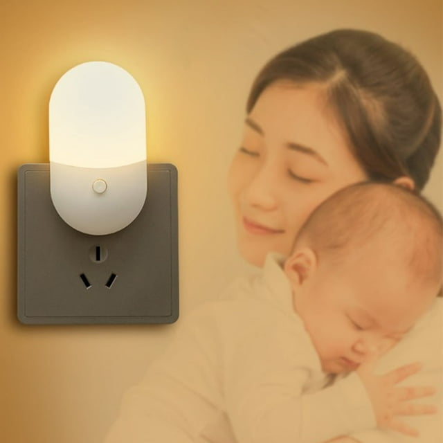 EIGTHTAIL2PCS Mini LED Night Light Bulbs Dual Color Plug-in Design Safe Energy-Efficient Ideal for Bedroom Bathroom Kitchen White
