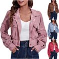 thumbnail image 1 of Yuyuzo Vestes en Velours Côtelé pour Femmes Décontractées à Manches Longues Mode Court Manteau d'Extérieur Col à Revers Ample Court Pardessus, 1 of 6