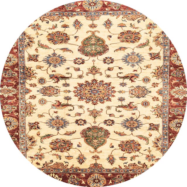 Ahgly Company Tapis d'Intérieur Ronds Abstraits Rouges Abstraits pour Aire, 3 Pieds Rond