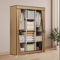 thumbnail image 4 of Coffee Dustproof Closet Wardrobe Multifunctional Fabric Storage Cabinet Assembly Organizer For Home Bedroom Portable Space Saving Storage Solution Easy Setup W-865 Coffee, 4 of 6