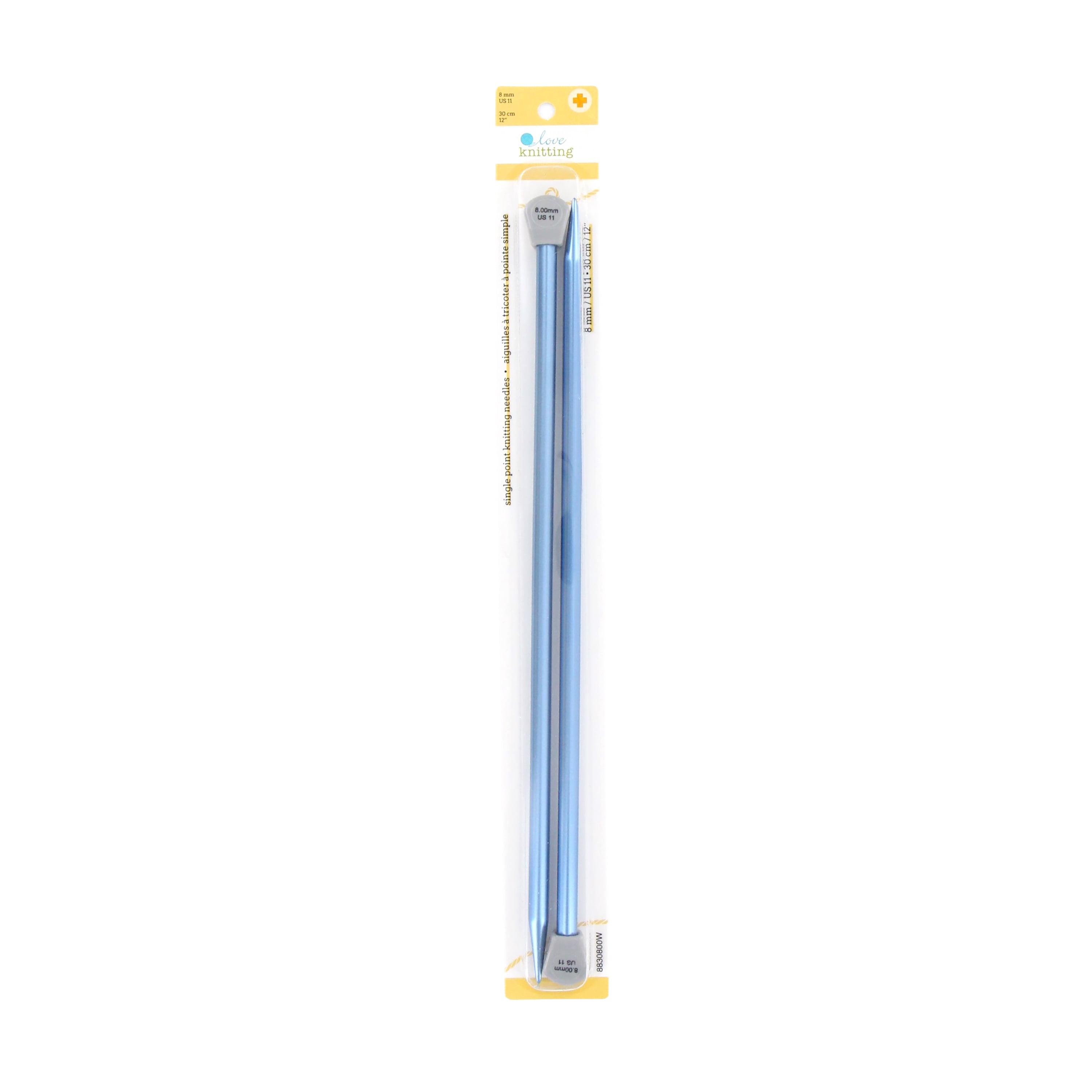 LOVE KNITTING Aiguilles à tricoter droites en aluminium, 30 cm (12 po), 3 mm (US 2)