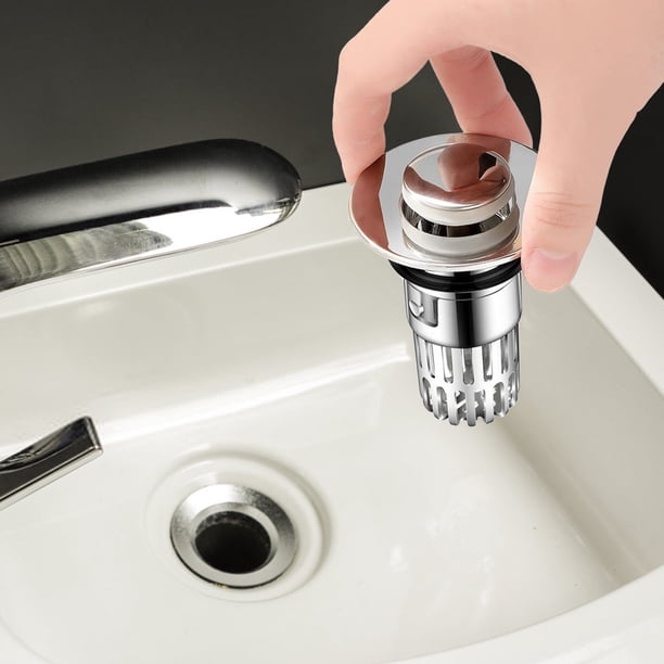 Bathroom Sink Drain Strainer 2-Pack – Pop-Up Stopper With Removable Hair Catcher, Stainless Steel Filter Basket, Fits Standard US Sinks (1.06"–1.5" Drain Holes)