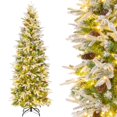 thumbnail image 1 of Costway 6 FT Flocked Christmas Tree with 671 PE PVC Branch Tips 280 Warm White LED Lights, 1 of 10