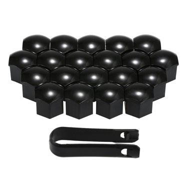 20 Pcs Couvercles d'Écrous de Roue Universels 17mm Écrous de Roue Plaqués Protecteurs de Vis Noir